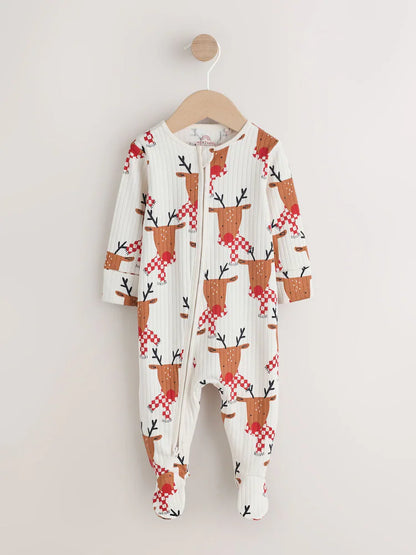 |BabyBoy| Macacão De Dormir De Rena De Natal Para Bebê Cru (0 meses a 3 anos)