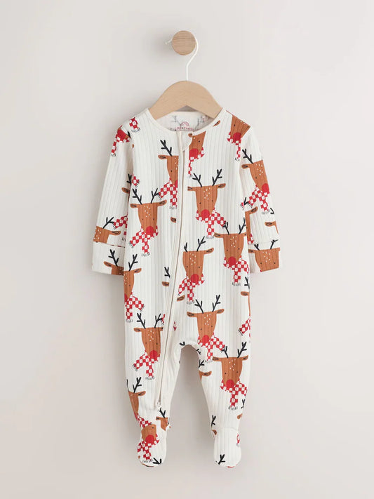 |BabyBoy| Macacão De Dormir De Rena De Natal Para Bebê Cru (0 meses a 3 anos)