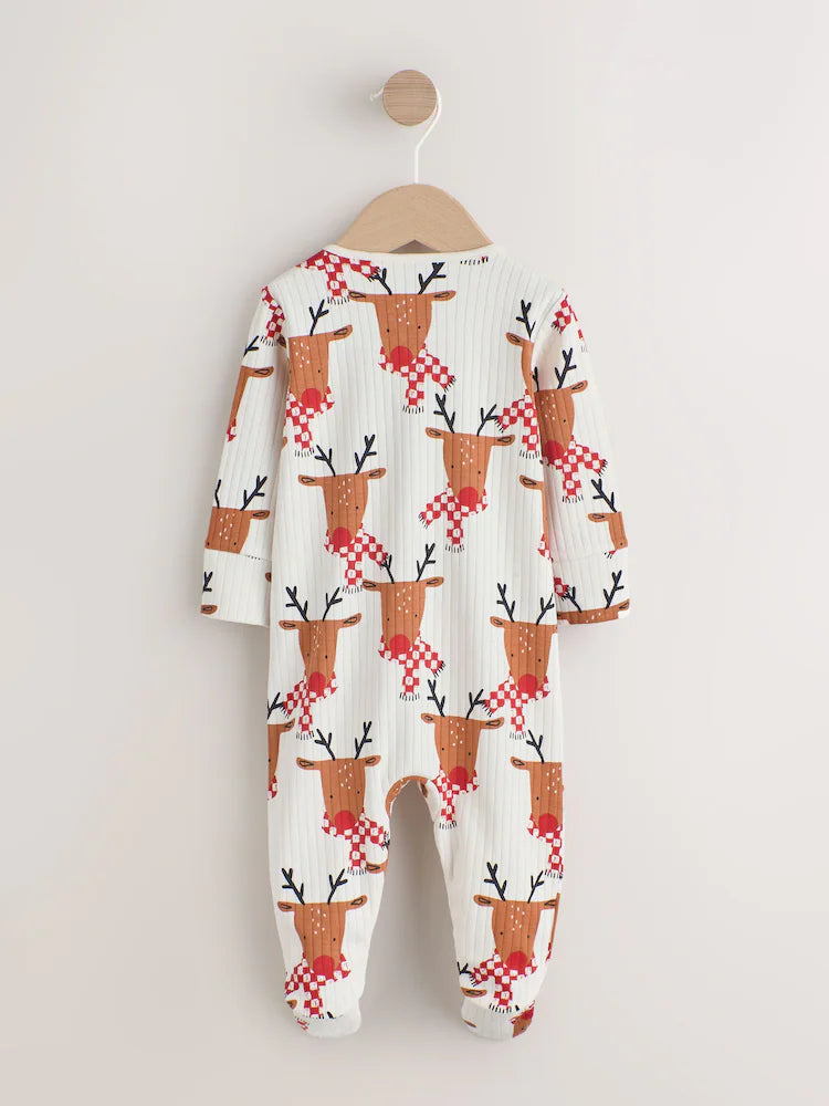 |BabyBoy| Macacão De Dormir De Rena De Natal Para Bebê Cru (0 meses a 3 anos)
