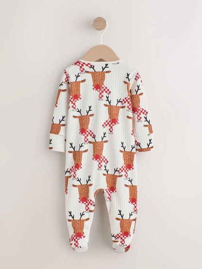 |BabyBoy| Macacão De Dormir De Rena De Natal Para Bebê Cru (0 meses a 3 anos)