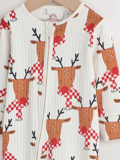 |BabyBoy| Macacão De Dormir De Rena De Natal Para Bebê Cru (0 meses a 3 anos)