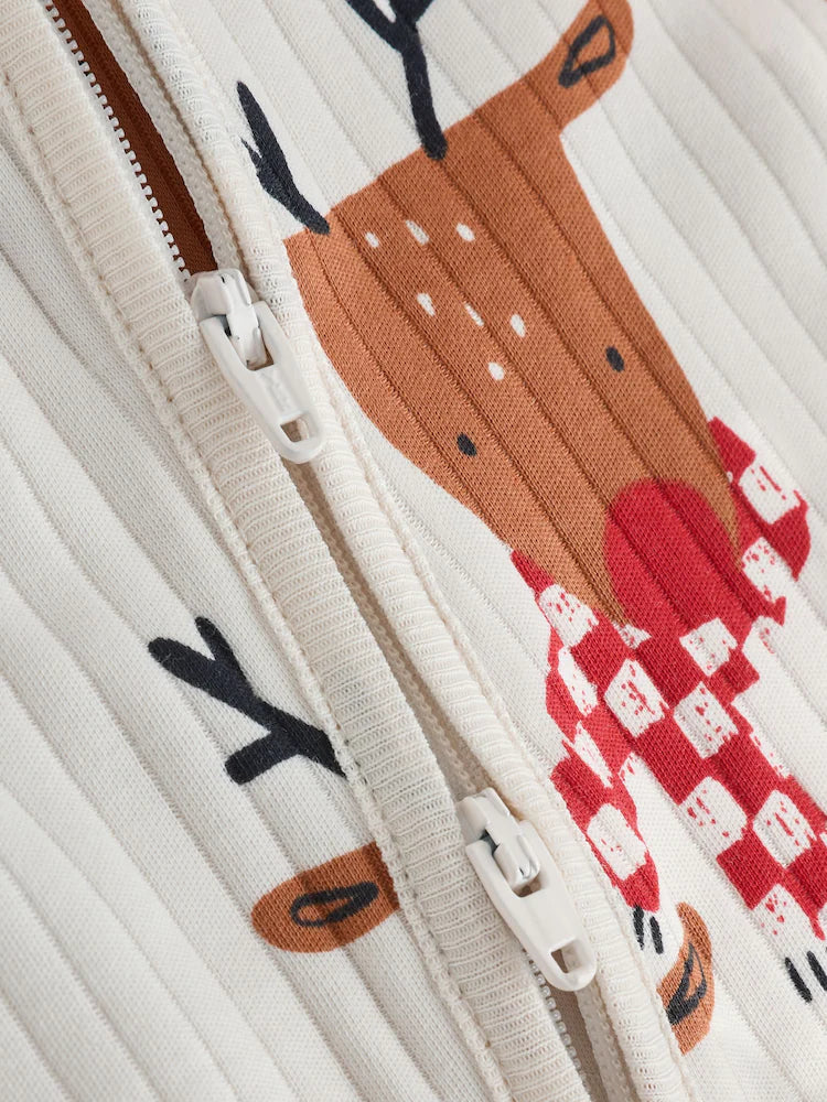 |BabyBoy| Macacão De Dormir De Rena De Natal Para Bebê Cru (0 meses a 3 anos)