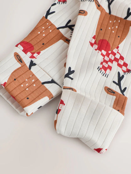 |BabyBoy| Macacão De Dormir De Rena De Natal Para Bebê Cru (0 meses a 3 anos)