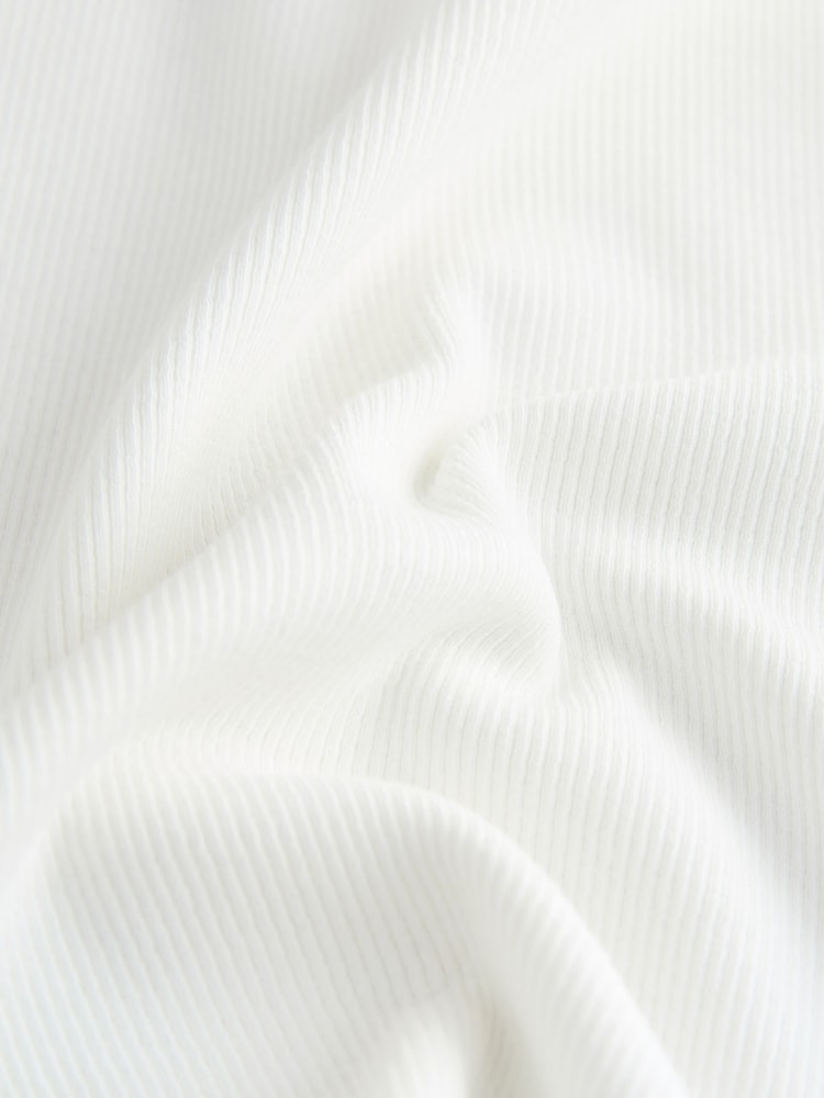 |BigGirl| Blusa Branca Canelada De Manga Comprida (3-16 anos)