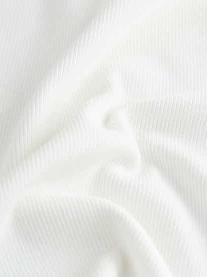 |BigGirl| Blusa Branca Canelada De Manga Comprida (3-16 anos)