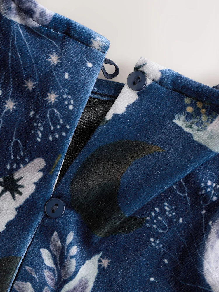 |Girl| Vestido De Veludo Estampado Com Personagens Da Marinha (3 meses a 8 anos)