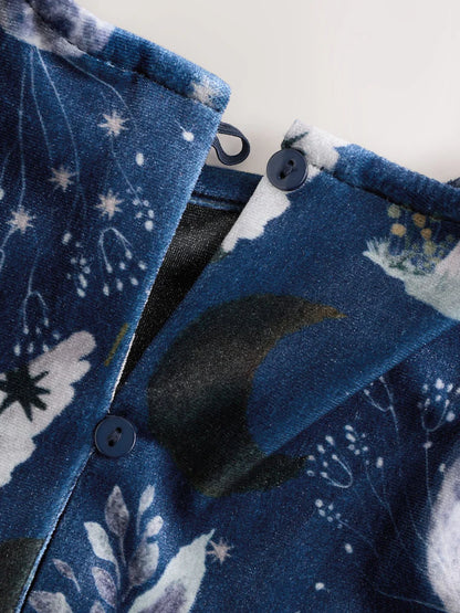 |Girl| Vestido De Veludo Estampado Com Personagens Da Marinha (3 meses a 8 anos)