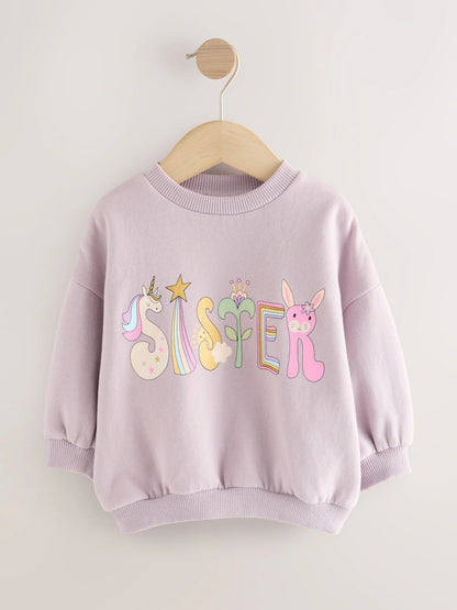 |Girl| Blusa De Gola Redonda Lilás e Roxa Sister (3 meses a 7 anos)