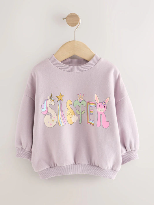 |Girl| Blusa De Gola Redonda Lilás e Roxa Sister (3 meses a 7 anos)