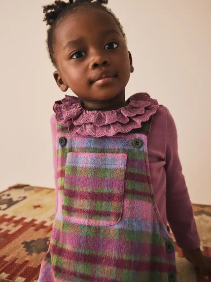 |Girl| Vestido Xadrez Roxo (3 meses a 8 anos)