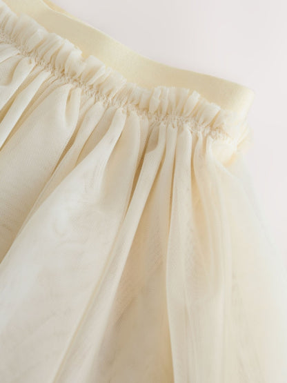 |Girl| Conjunto De 2 Peças De Saia e Leggings Em Moletom Neutro (3 meses a 7 anos)