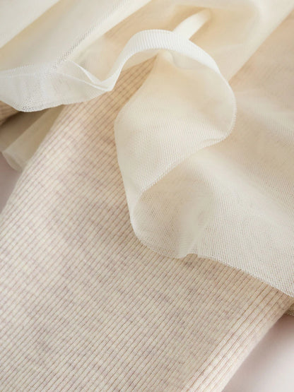 |Girl| Conjunto De 2 Peças De Saia e Leggings Em Moletom Neutro (3 meses a 7 anos)