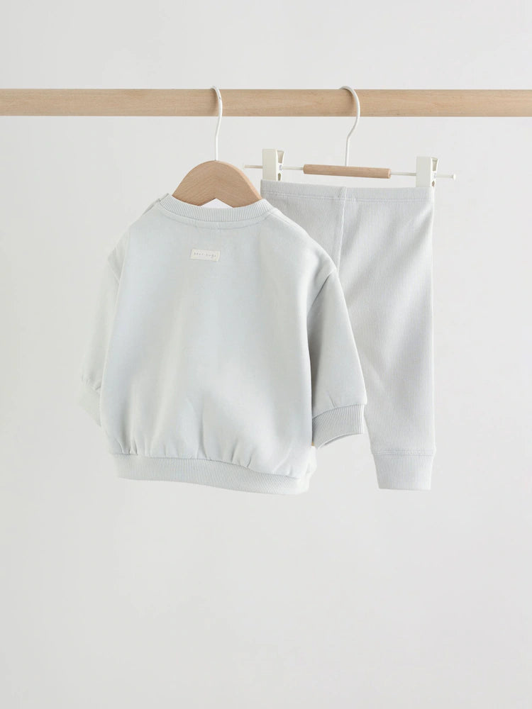 |BabyBoy| Conjunto De Moletom e Calça Legging Com Estampa De Ursinho Cinza Para Bebês (0 meses a 2 anos)