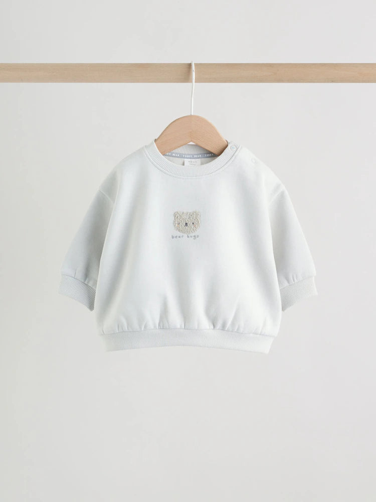 |BabyBoy| Conjunto De Moletom e Calça Legging Com Estampa De Ursinho Cinza Para Bebês (0 meses a 2 anos)