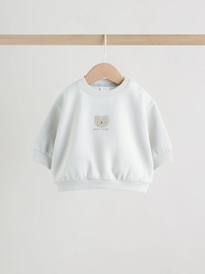 |BabyBoy| Conjunto De Moletom e Calça Legging Com Estampa De Ursinho Cinza Para Bebês (0 meses a 2 anos)