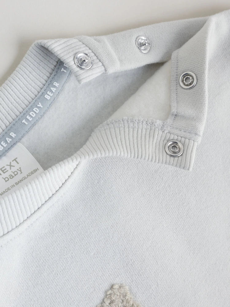 |BabyBoy| Conjunto De Moletom e Calça Legging Com Estampa De Ursinho Cinza Para Bebês (0 meses a 2 anos)