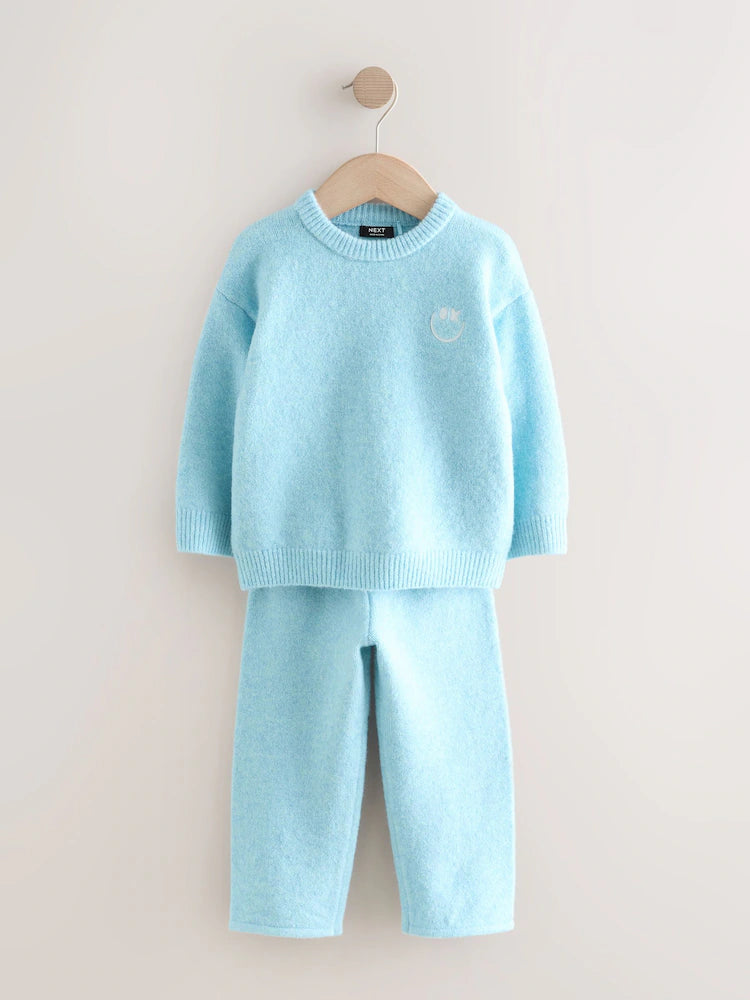 |Boy| Conjunto De Blusa De Gola Redonda e Calça De Moletom Azul Claro (3 meses a 7 anos)