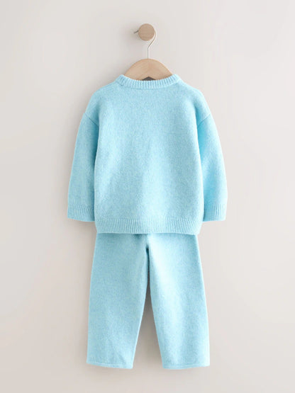 |Boy| Conjunto De Blusa De Gola Redonda e Calça De Moletom Azul Claro (3 meses a 7 anos)