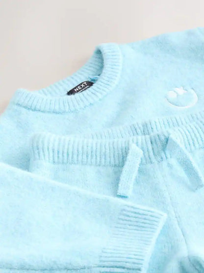 |Boy| Conjunto De Blusa De Gola Redonda e Calça De Moletom Azul Claro (3 meses a 7 anos)