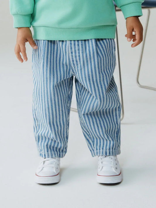 |Boy| Calça eans Barril Listrada Azul/Branca (3 meses a 7 anos)