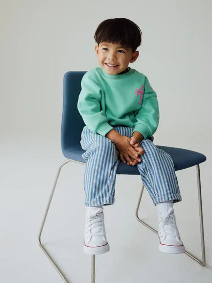 |Boy| Calça eans Barril Listrada Azul/Branca (3 meses a 7 anos)