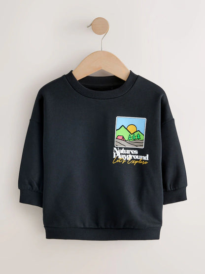 |Boy| Moletom de algodão com gola redonda e estampa Black Scene (3 meses a 7 anos)