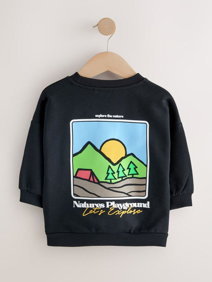 |Boy| Moletom de algodão com gola redonda e estampa Black Scene (3 meses a 7 anos)