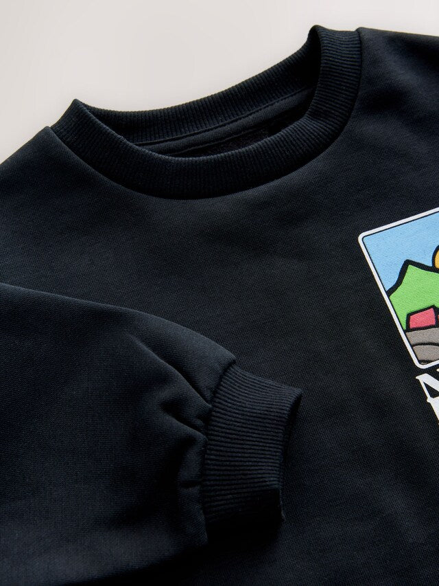 |Boy| Moletom de algodão com gola redonda e estampa Black Scene (3 meses a 7 anos)