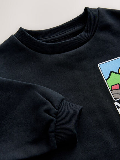 |Boy| Moletom de algodão com gola redonda e estampa Black Scene (3 meses a 7 anos)