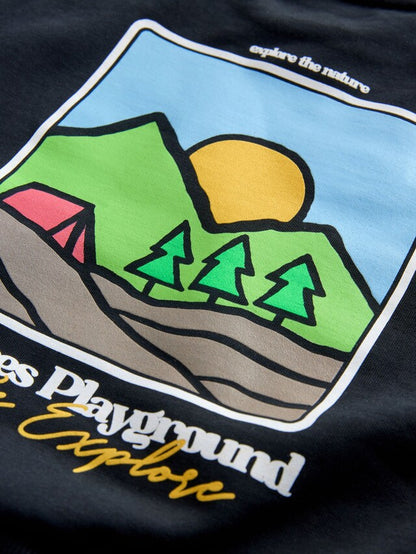 |Boy| Moletom de algodão com gola redonda e estampa Black Scene (3 meses a 7 anos)