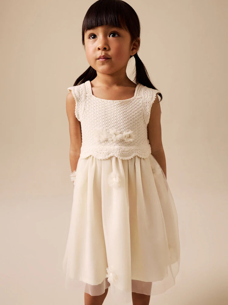 |Girl| Vestido floral cor creme para ocasiões especiais (3 meses a 10 anos)