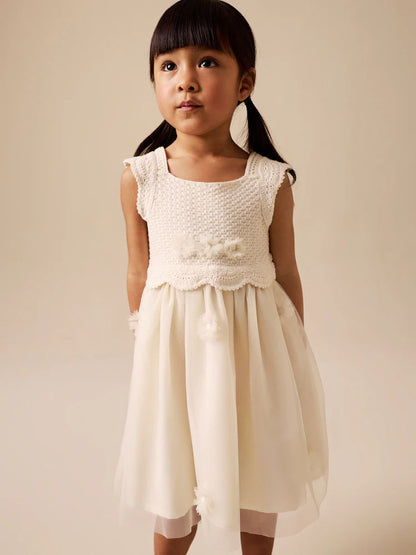 |Girl| Vestido floral cor creme para ocasiões especiais (3 meses a 10 anos)