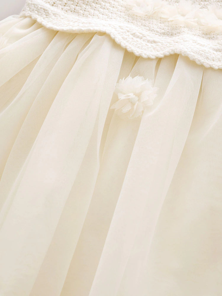 |Girl| Vestido floral cor creme para ocasiões especiais (3 meses a 10 anos)