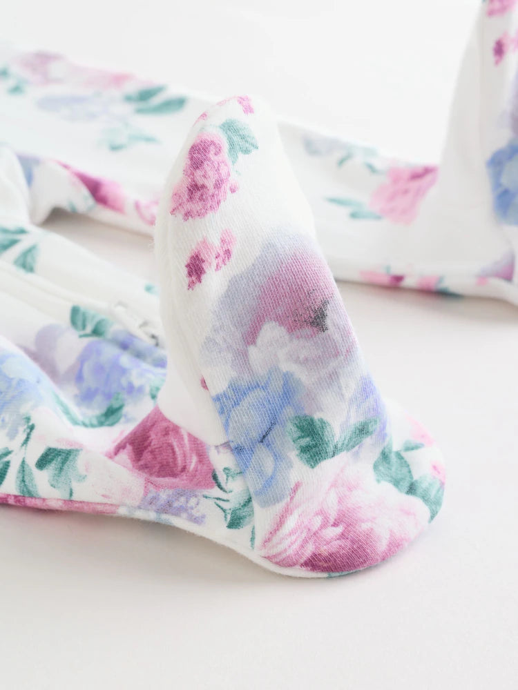 |BabyGirl| Conjunto De 3 Macacões De Dormir Rosa Com Zíper Duplo Para Bebês (0-2 anos)