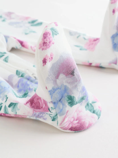 |BabyGirl| Conjunto De 3 Macacões De Dormir Rosa Com Zíper Duplo Para Bebês (0-2 anos)