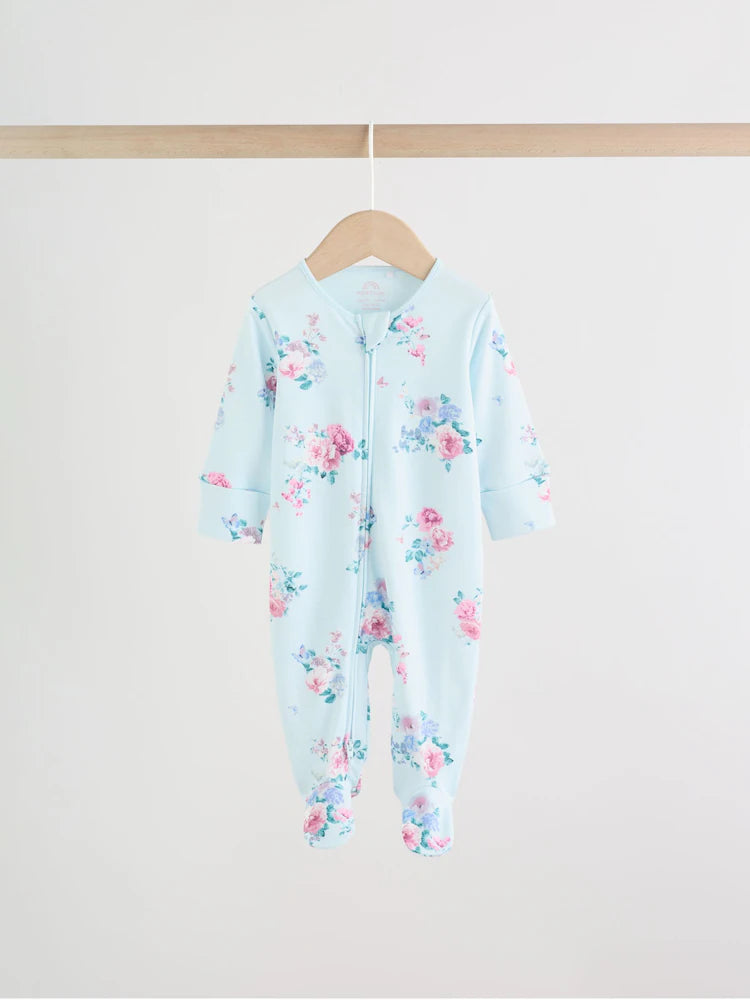 |BabyGirl| Conjunto De 3 Macacões De Dormir Rosa Com Zíper Duplo Para Bebês (0-2 anos)