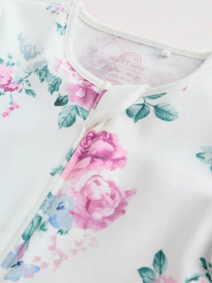 |BabyGirl| Conjunto De 3 Macacões De Dormir Rosa Com Zíper Duplo Para Bebês (0-2 anos)