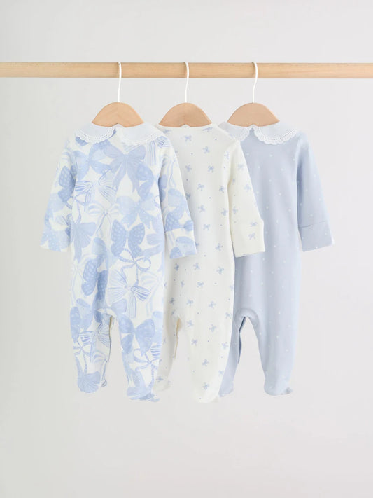 |BabyGirl| Conjunto De 3 Macacões Azuis Para Bebês (0 meses a 2 anos)