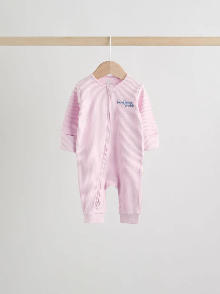 |BabyGirl| Conjunto De 3 Macacões De Dormir Para Bebês Na Cor Lilás e Roxo Com Zíper Duplo (0 meses a 3 anos) (Copy)