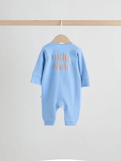 |BabyBoy| Conjunto De 3 Macacões De Dormir Para Bebês Com Zíper Duplo e Listras Azuis (0 meses a 3 anos)