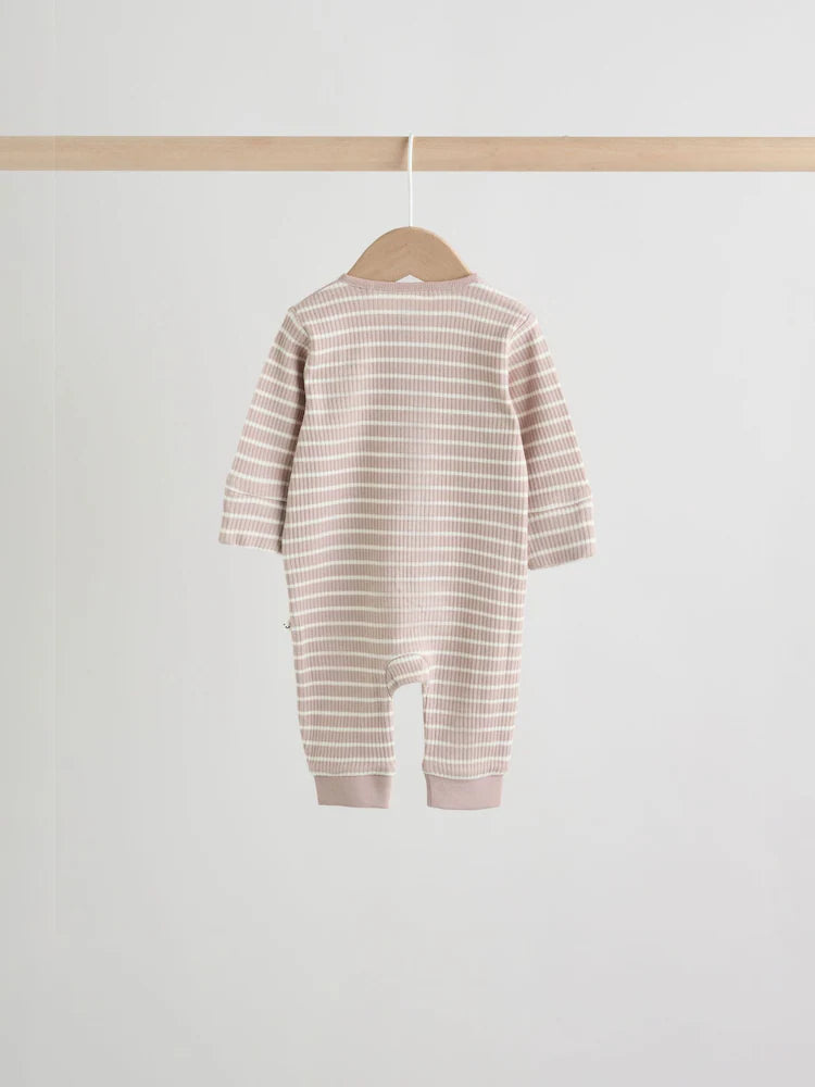 |BabyBoy| Conjunto De 3 Macacões De Dormir Para Bebês Com Zíper Duplo e Listras Azuis (0 meses a 3 anos)