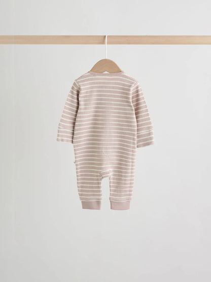 |BabyBoy| Conjunto De 3 Macacões De Dormir Para Bebês Com Zíper Duplo e Listras Azuis (0 meses a 3 anos)