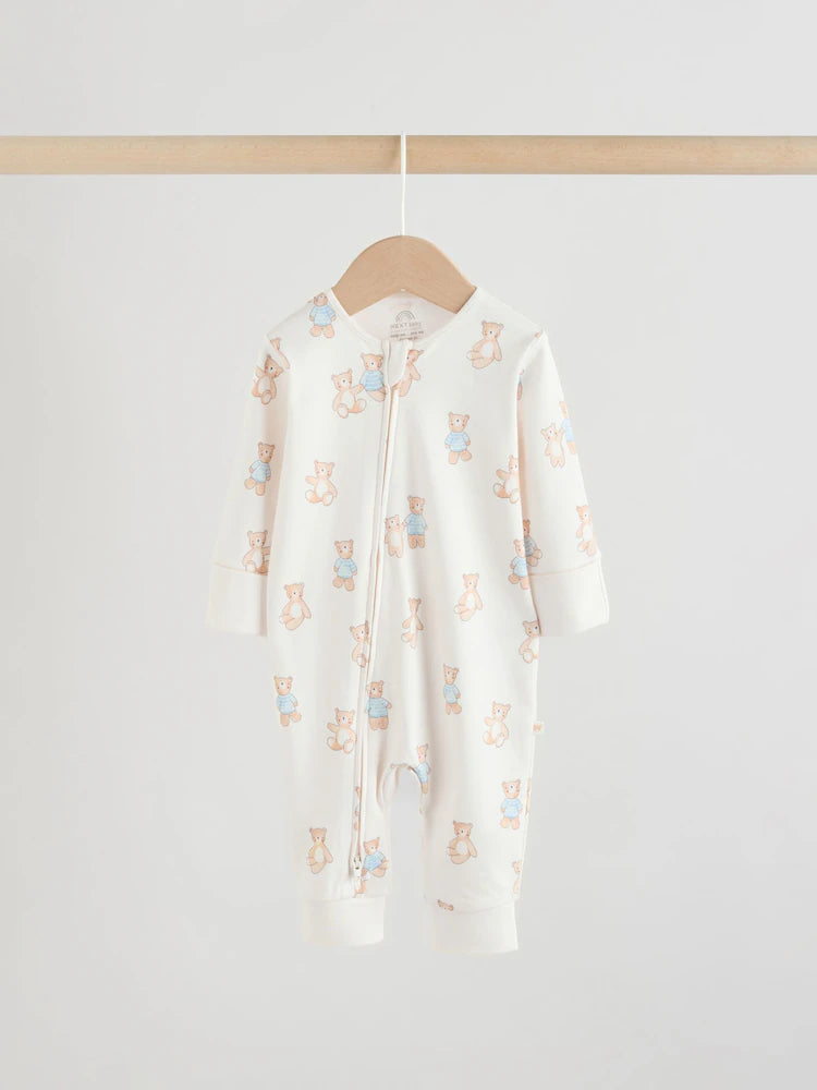 |BabyBoy| Conjunto De 3 Macacões Para Bebês Blue Bear Com Zíper Duplo (0 meses a 3 anos)