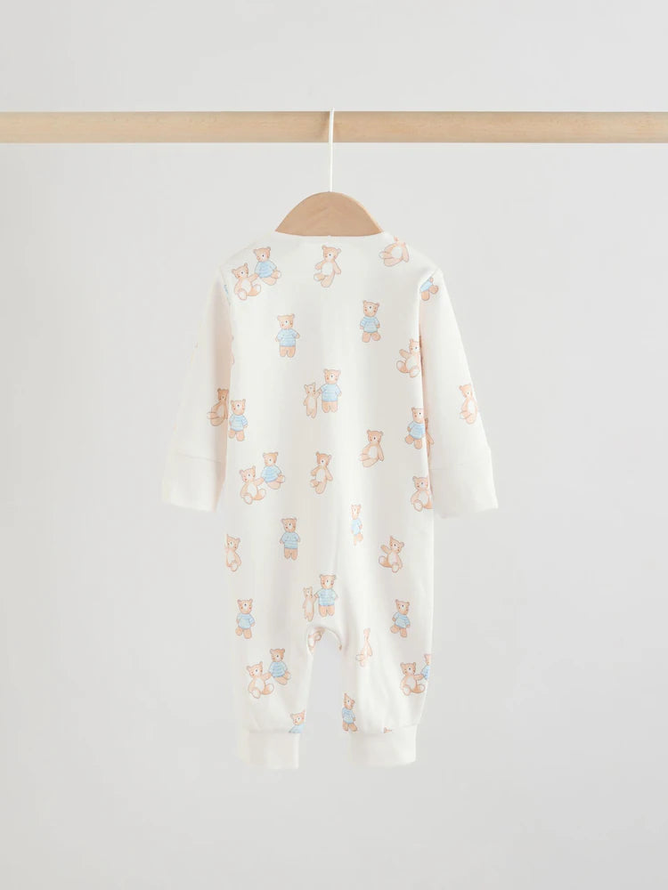 |BabyBoy| Conjunto De 3 Macacões Para Bebês Blue Bear Com Zíper Duplo (0 meses a 3 anos)