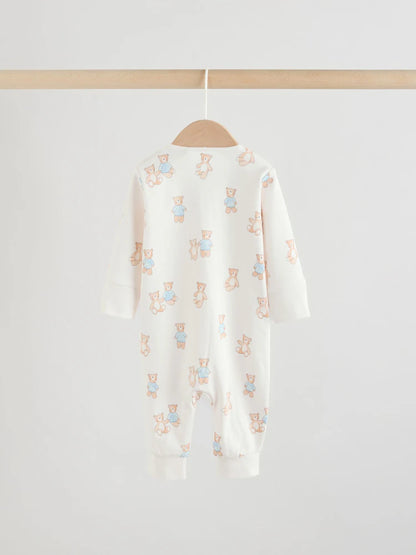 |BabyBoy| Conjunto De 3 Macacões Para Bebês Blue Bear Com Zíper Duplo (0 meses a 3 anos)