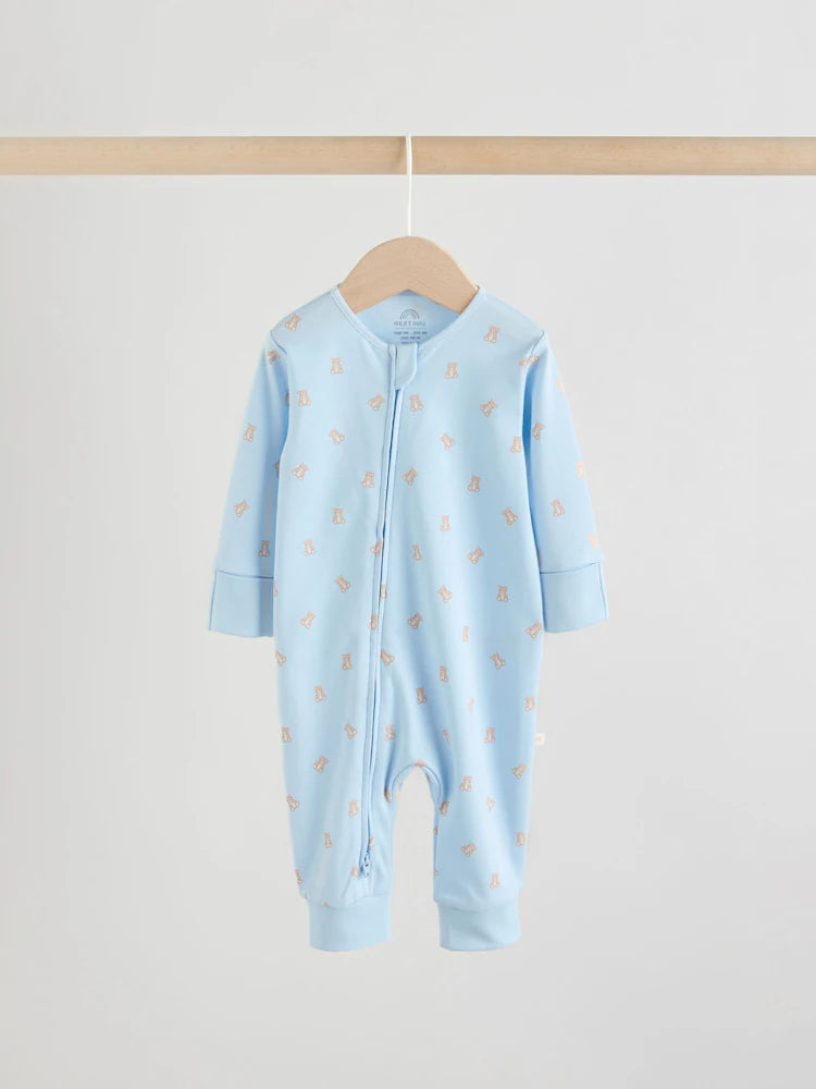 |BabyBoy| Conjunto De 3 Macacões Para Bebês Blue Bear Com Zíper Duplo (0 meses a 3 anos)