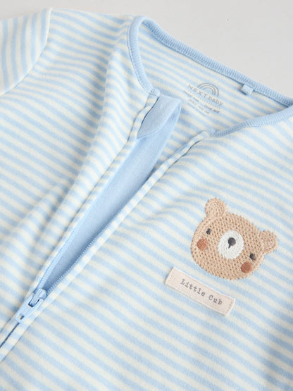 |BabyBoy| Conjunto De 3 Macacões Para Bebês Blue Bear Com Zíper Duplo (0 meses a 3 anos)