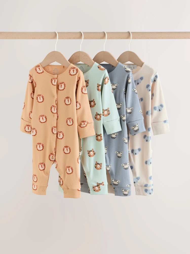 |BabyBoy| Conjunto De 4 Macacões Para Bebê Com Estampas de Animais da Safári (0 meses a 3 anos)