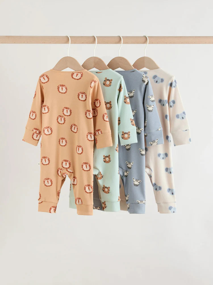 |BabyBoy| Conjunto De 4 Macacões Para Bebê Com Estampas de Animais da Safári (0 meses a 3 anos)