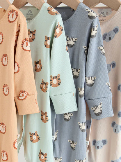 |BabyBoy| Conjunto De 4 Macacões Para Bebê Com Estampas de Animais da Safári (0 meses a 3 anos)